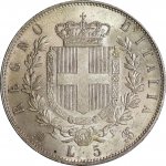 ITALY - 5 Lire, 1876-R. Milan Mint. Vittorio ... 